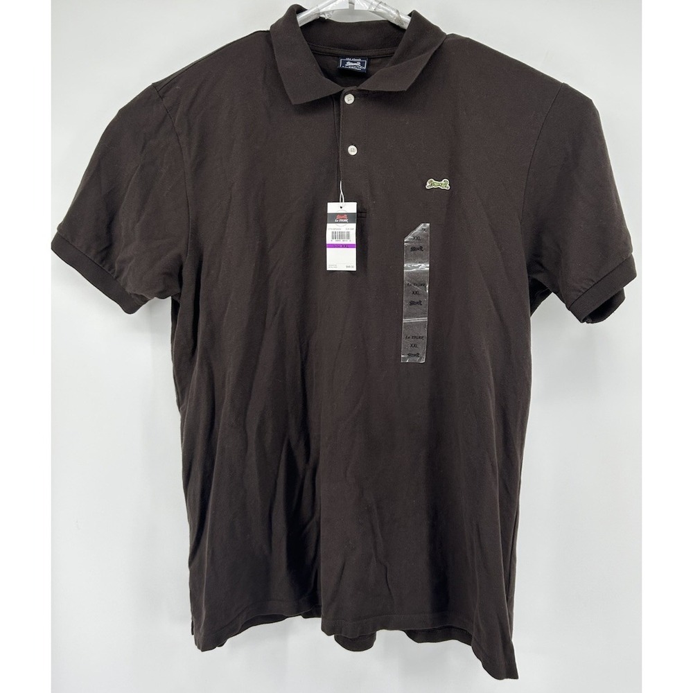 Le Tigre The Classic Short Sleeve Polo Shirt Brown Cotton Men's 2XL NWT